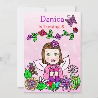 Brown Haired Fairy Birthday Invitation