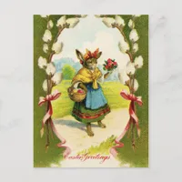 Vintage Easter Rabbit Easter Greetings Postcard