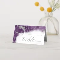 Debbie U-W Marble Glitter Wedding Plum Slvr ID644  Place Card