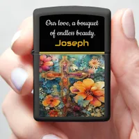 Colorful Cross Amid Blooming Flowers Zippo Lighter