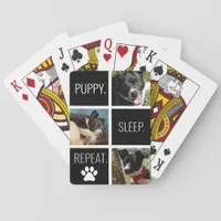 Geometric Pet Photo Puppy Lover's Black and White Poker Cards