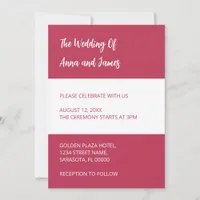 Cherry Magenta White Wedding Invitation