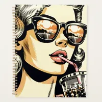 Pop Art Comic Book Pretty Woman Drinking Soda Planner