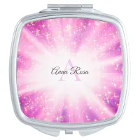 *~* Fuschia Violet Sparkle Glitter Rays Custom Compact Mirror