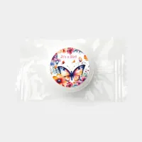 Butterfly in Flowers Girl's Baby Shower Life Saver&#174; Mints