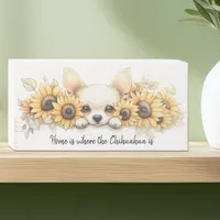 Chihuahua Farmhouse Chic Sunflowers Wood Box Sign