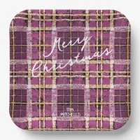 Magenta Gold Christmas Pattern#7 ID1009 Paper Plates