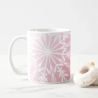 White Snowflake on Pink Happy Holidays Coffee Mug