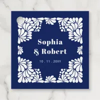 Mexican Navy Blue Talavera Wedding Favor Tags