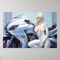 Motorcycle Babe airbrush art Poster