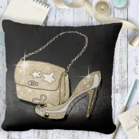 Glitter and Shine Accessories Black/Gold ID675 Throw Pillow