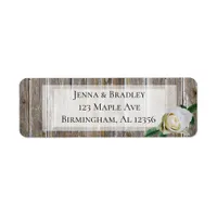 Rustic Wood Return Address Labels White Rose