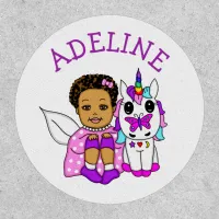 Cute Fairy and her Unicorn Personalized Name   Patch