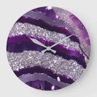 *~* AP66 Glam QR Lavende Purple Silver Glitter  Large Clock