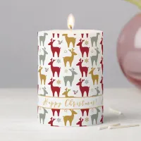 Red Christmas Reindeer Pattern#12 ID1009 Pillar Candle