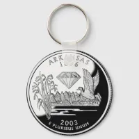 Faux Arkansas State Quarter Crater of Diamonds Keychain