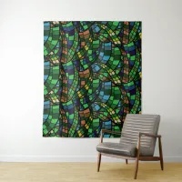 Psychedelic Tribal Abstract Colorful Composition Tapestry