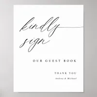 Elegant Calligraphy Wedding Guest Book Sign