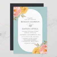 Floral Peony Rose Spring Wedding Invitation