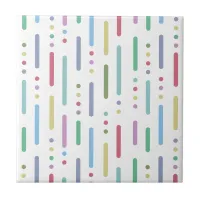 Pastel stripes and dots pattern ceramic tile