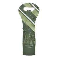 Christmas Stripe Pattern Green/White ID862 Wine Bag