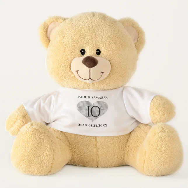 Elegant 10th Tin Wedding Anniversary Celebration Teddy Bear