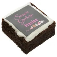 Season Greetings Pink on Charcoal Name Monogram | Brownie