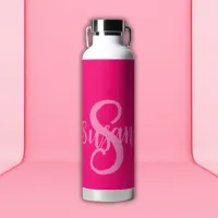 Simple classic monogrammed name and initial PINK | Water Bottle