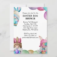 Colorful Bunny Gnomes & Eggs Easter Brunch Invitation