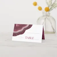 Agate Geode Glitter Wedding Table Burgundy ID647 Place Card