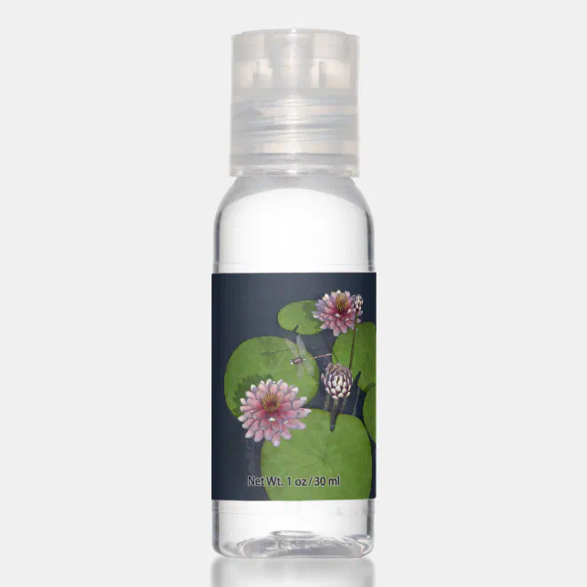 Pretty Pink Water Lily and Dragonfly Hand Sanitizer