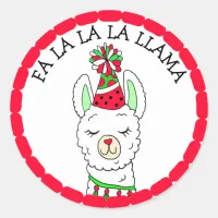 Fa la la la LLama Funny Christmas Classic Round Sticker