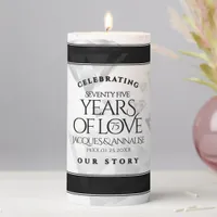 Elegant 75th Diamond Wedding Anniversary Pillar Candle