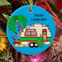 Personalized Camping Themed Christmas Ceramic Ornament