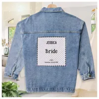 Bride Pretty Polka Dot Custom Bridal Party Wedding Denim Jacket