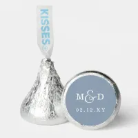 Dusty Blue Simple Modern Monogram Wedding Hershey&#174;'s Kisses&#174;