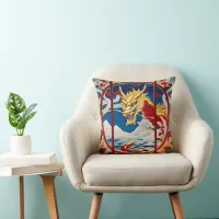 Fire breathing dragon Gold And Red Throw Pillow