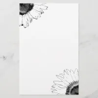 Black and White Sunflower Stationery