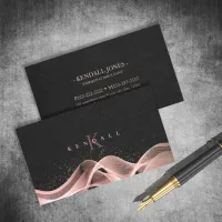 Light Wave and Stardust Monogram Rose Gold ID781 Business Card