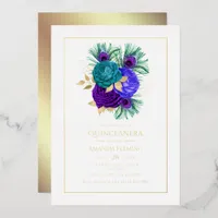 Mardi Gras Quinceañera Foil Invitation