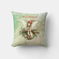 Cute Christmas Fairy on an Ornament Throw Pillow