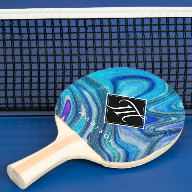 Elegant Aquamarine Paua Rainbow Shell Inspired Ping Pong Paddle