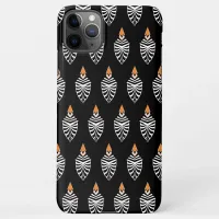 Geometric Hoopoe Bird Pattern on Black iPhone 11Pro Max Case