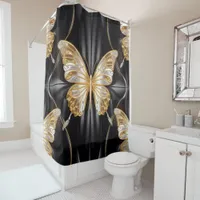 Golden and Silver Elegant transparent Butterfly Shower Curtain