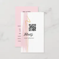 Blush Pink and Gold Brush Strokes QR Code Business Card