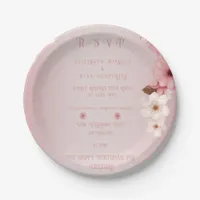 Elegant Floral Blossom Wedding Invitation Design Paper Plates