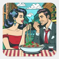 Couple on a Date | Falling in Love Square Sticker