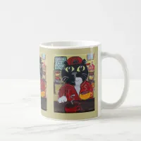 Coffee Lover Barista Cat Folk Art Coffee Mug