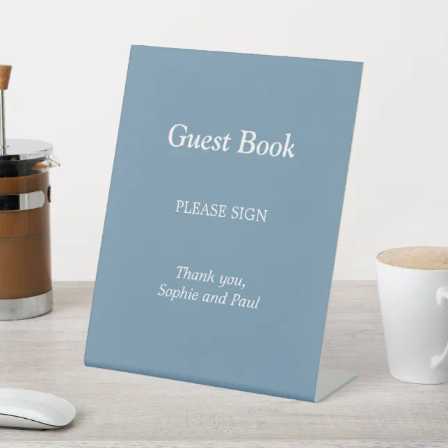 Elegant Dusty Blue Guest Book Pedestal Sign