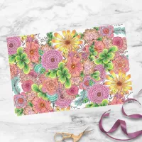 Intricate Vibrant Colorful Artistic Florals Tissue Paper